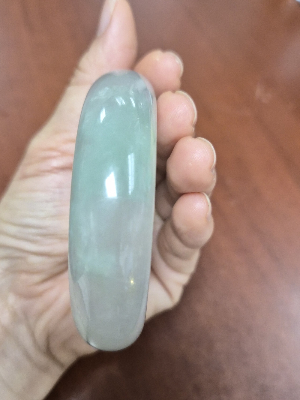 Rare Thick Myanmar Jade Bangle - Pear Color - Picture 10 of 10